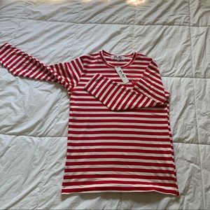 Comme des garcons red striped long sleeve tee